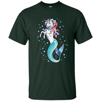 Unicorn Mermaid Mermicorn Cute T-Shirt Forest Green