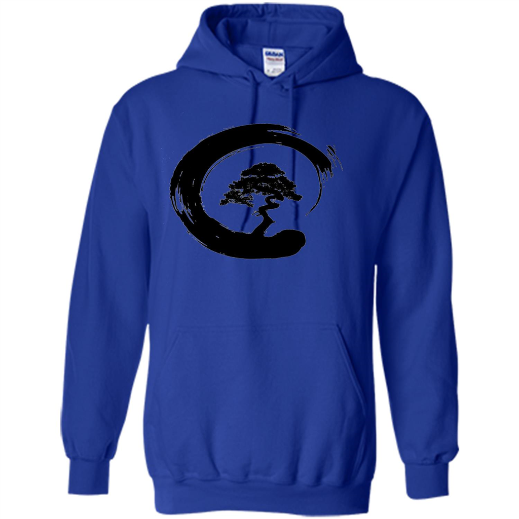 Bonsai Tree in Enso Circle - Buddhist Zen Calligraphy t-hirt Royal
