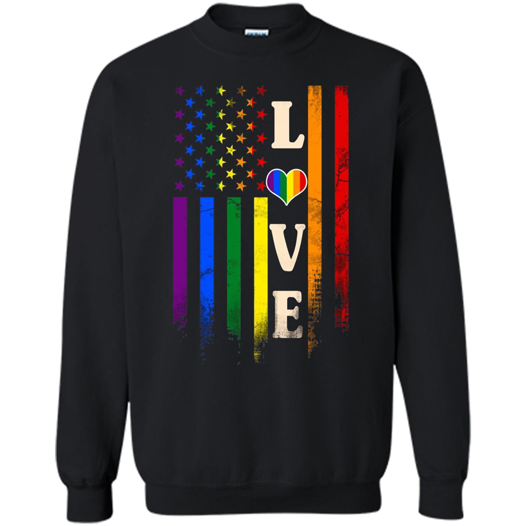 LGBTQ Pride T-shirt Love Rainbow Heart Flag Black