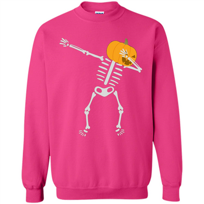 Dabbing Skeleton T-shirt Pumpkin Funny Halloween T-shirt Heliconia