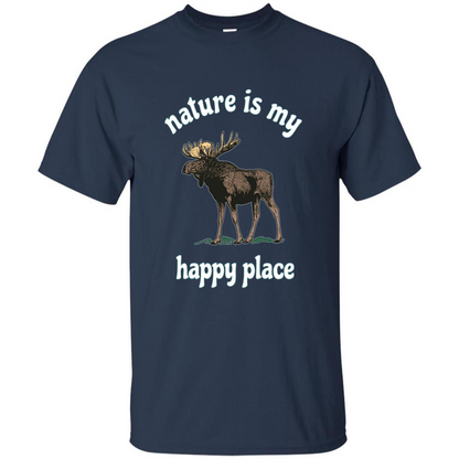 Moose's Wildlife T-Shirt Nature Is My Happy Place Navy