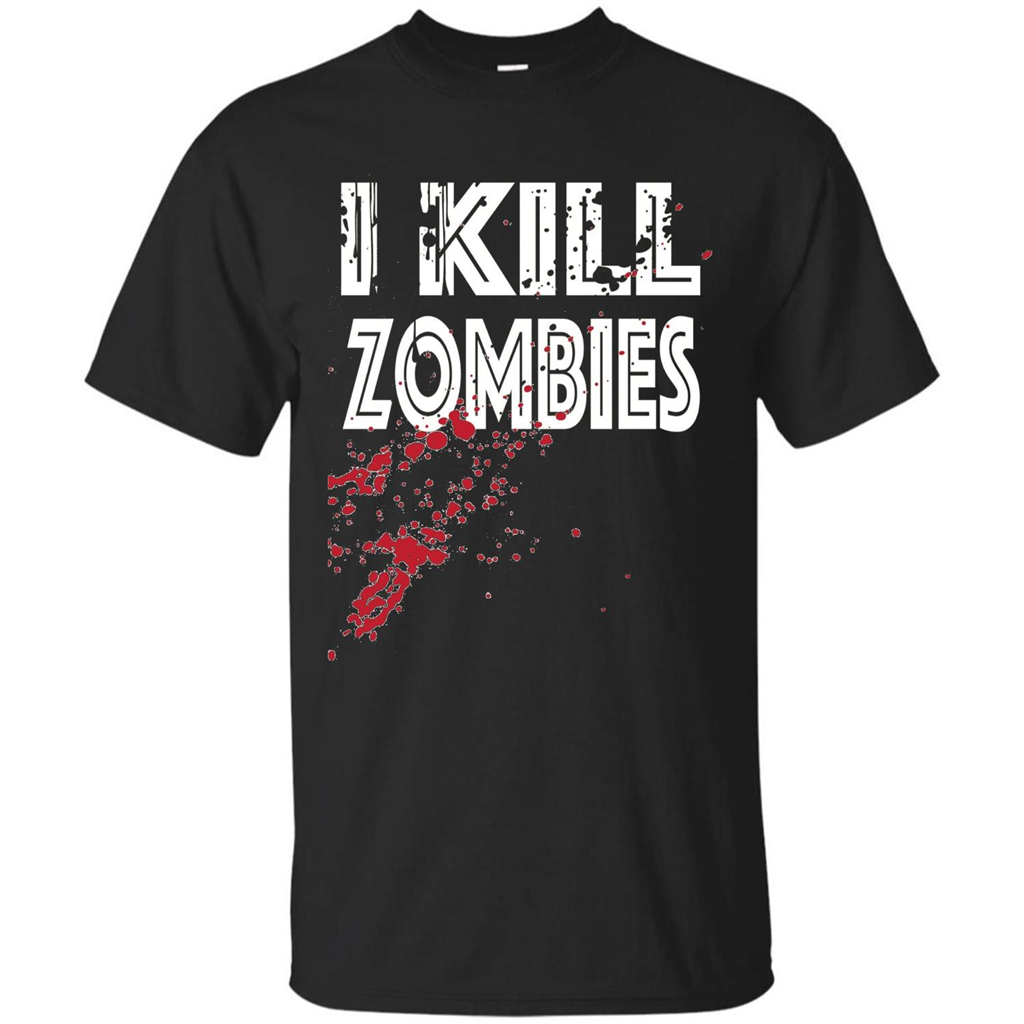 I Kill Zombies T-shirt Costume For Halloween Gift T-shirt Black