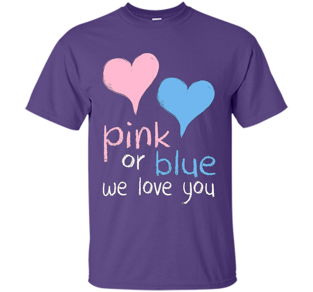 Pink Or Blue We Love You Baby Shower Gender Reveal Cute shirt Purple