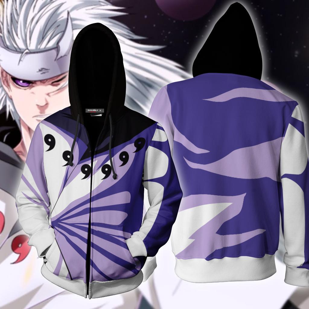Naruto Madara Uchiha 6 Paths Cosplay Zip Up Hoodie Jacket 4XL