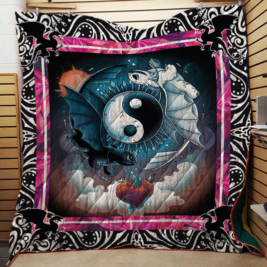 The Night Fury Yin Yang How To Train Your Dragon 3D Quilt Blanket Queen (203x228CM)