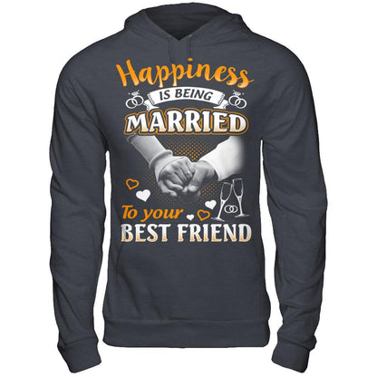 Happiness Is Being Married To Your Best Friend T-shirt Gildan - Pullover Hoodie Dark Heather