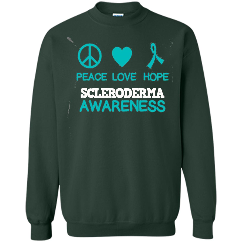 Scleroderma Awareness Ribbon Support T-shirt Peace Love Hope T-shirt Forest Green