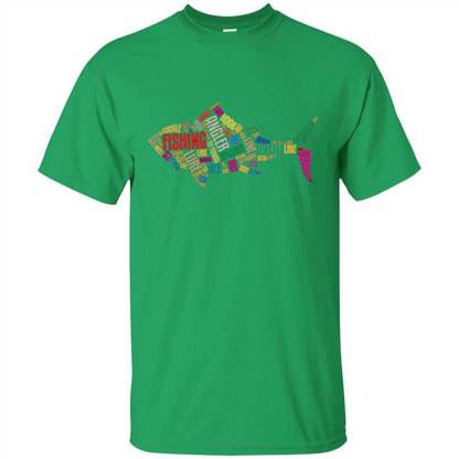 Fishing T-shirt Angler Lure Tackle Hook Reel Irish Green