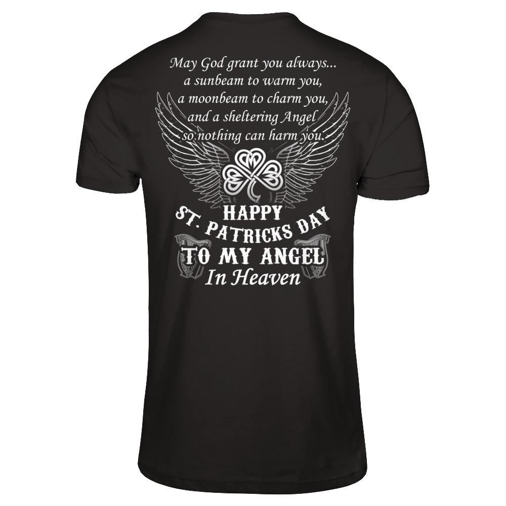 Happy St.Patricks Day To My Angel In Heaven T-shirt Gildan - Short Sleeve Tee Black