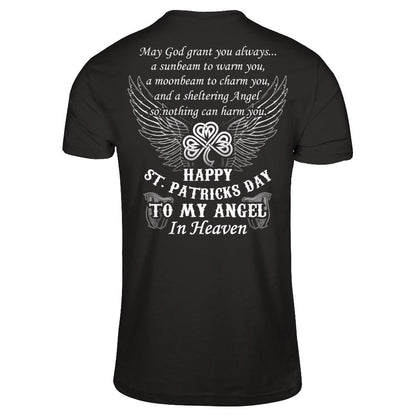 Happy St.Patricks Day To My Angel In Heaven T-shirt Gildan - Short Sleeve Tee Black
