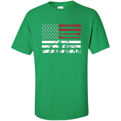 Skiing American Flag T-Shirt Irish Green