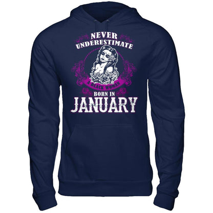 Never Underestimate A Black Woman Born In January T-shirt Gildan - Pullover Hoodie Navy