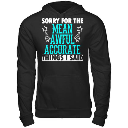 Sorry For The Mean Awful Accurate Things I Said Gildan - Pullover Hoodie Black