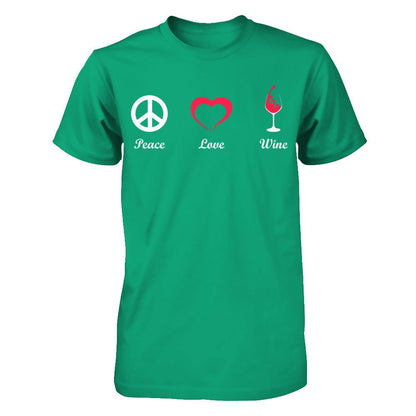 Peace Love Wine Gildan - Short Sleeve Tee Kelly Green