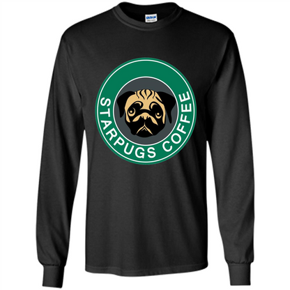 Starpugs Coffee T-shirt Pug Dog Lover T-shirt Black
