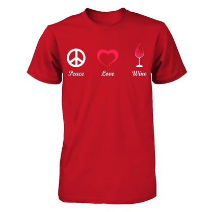 Peace Love Wine Gildan - Short Sleeve Tee Red