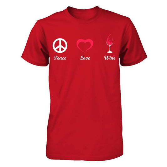 Peace Love Wine Gildan - Short Sleeve Tee Red