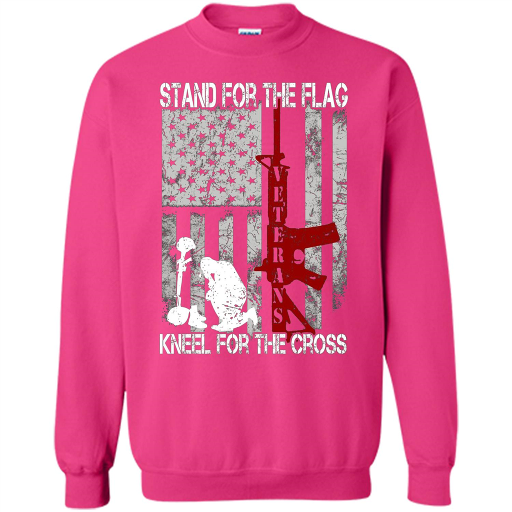 Mens Stand for the flag Kneel for the cross T Shirt Heliconia