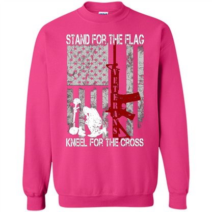 Mens Stand for the flag Kneel for the cross T Shirt Heliconia