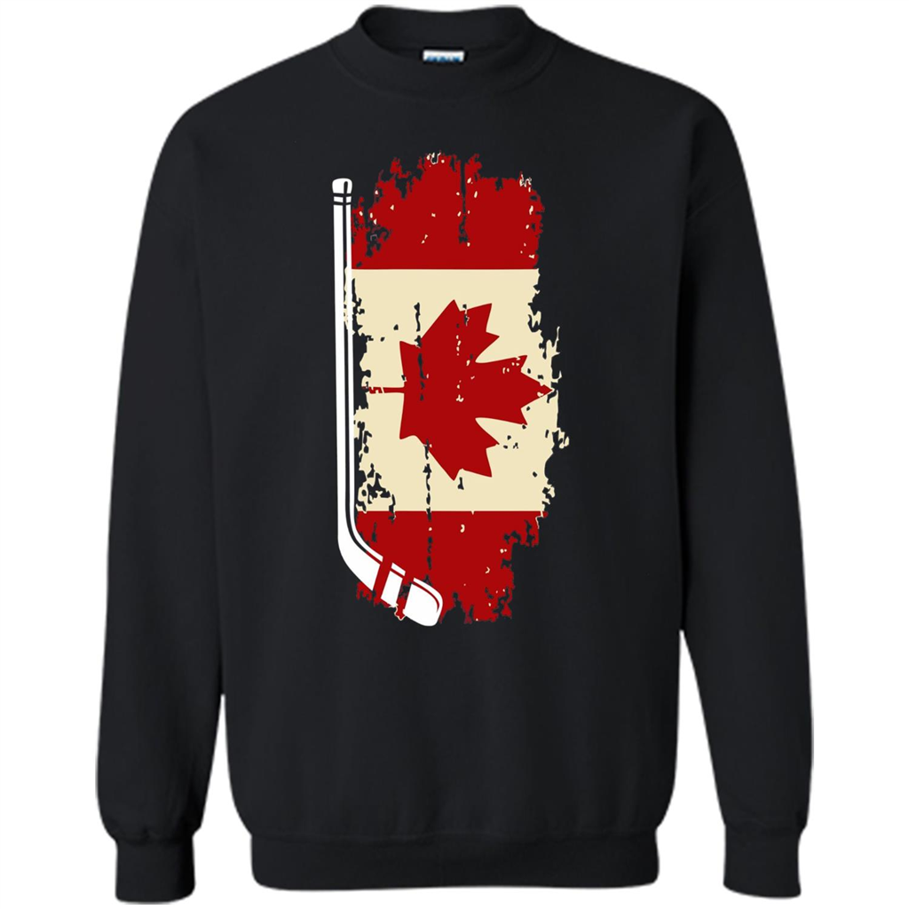 Canada Hockey Funny T-Shirt Canada Hockey Flag T-shirt Black