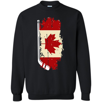 Canada Hockey Funny T-Shirt Canada Hockey Flag T-shirt Black