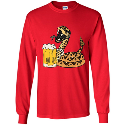 Smiletodaytees Funny Rattlesnake Drinking Beer T-shirt Red