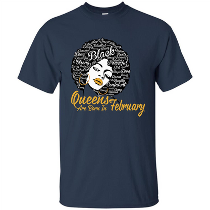 Queen Are Born In February T-shirt Navy
