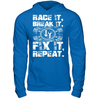 Race It, Break It, Fix It, Repeat Gildan - Pullover Hoodie Royal