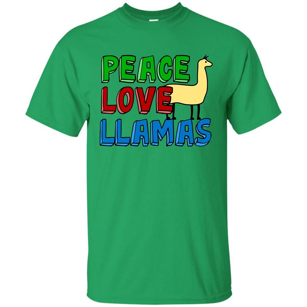 Peace Love Llamas T-shirt Irish Green