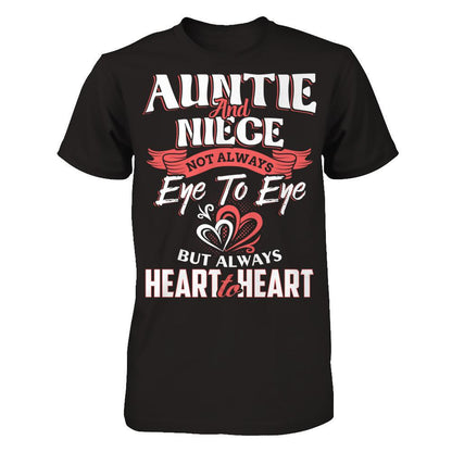 Auntie And Niece - Not Always Eye To Eye But Always Heart To Heart T-shirt Gildan - Short Sleeve Tee Black