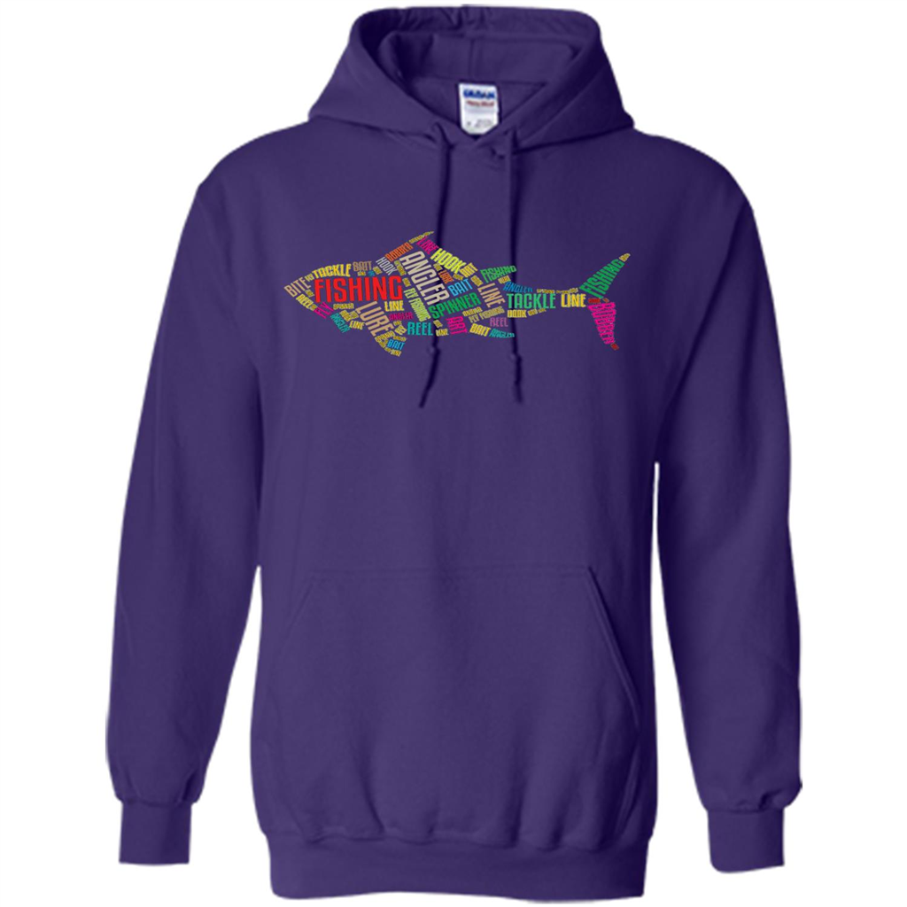Fishing T-shirt Angler Lure Tackle Hook Reel Purple