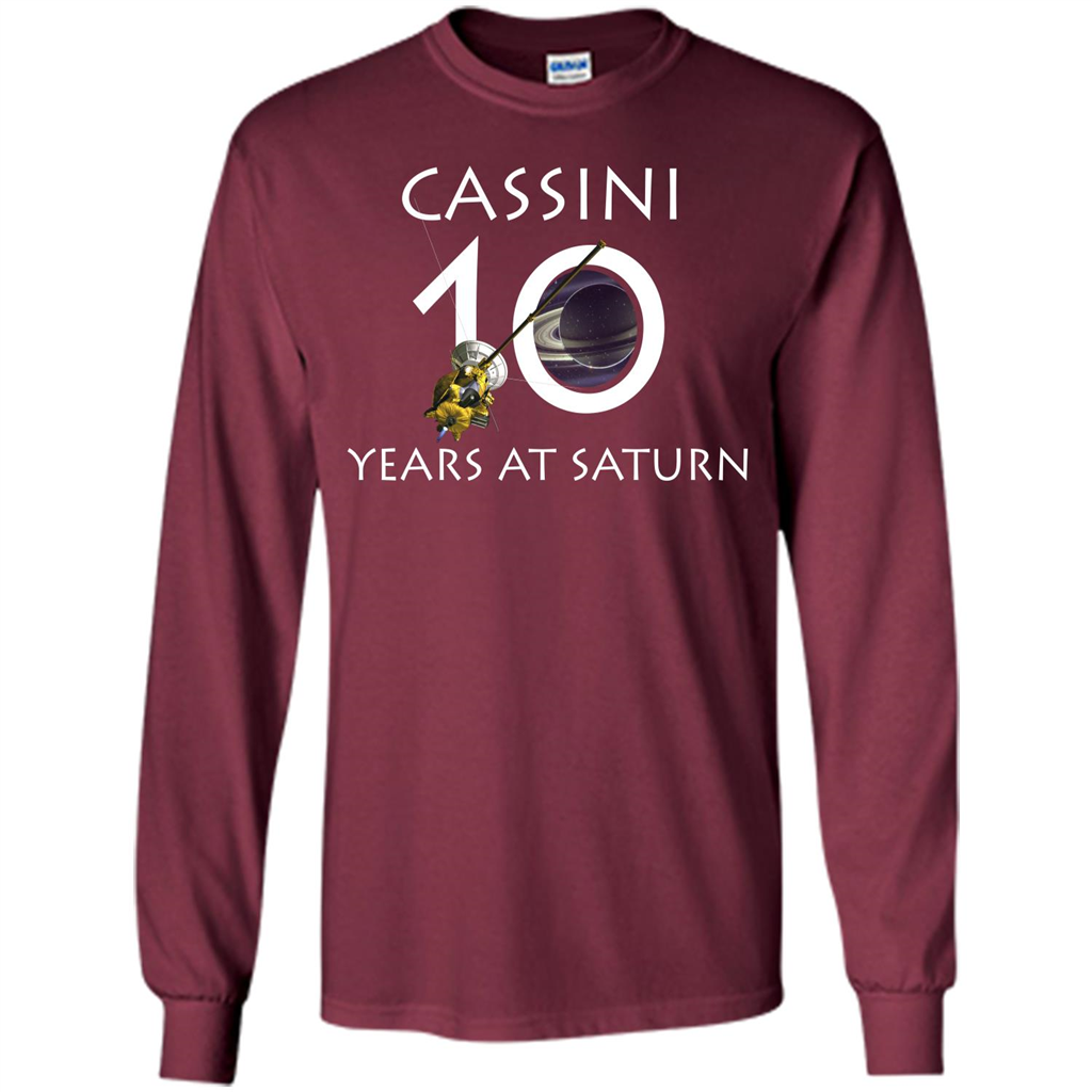 Cassini Grand Finale T-shirt Cassini 10 Years At Saturn T-shirt Maroon