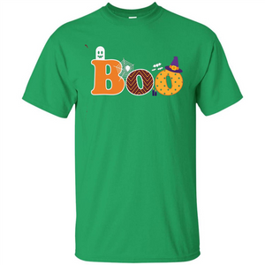 Boo Halloween T-Shirt With Ghost, Spider, Bat and Witch Hat