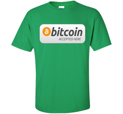Bitcoin Accepted Here BTC Cryptocurrency T-shirt Irish Green