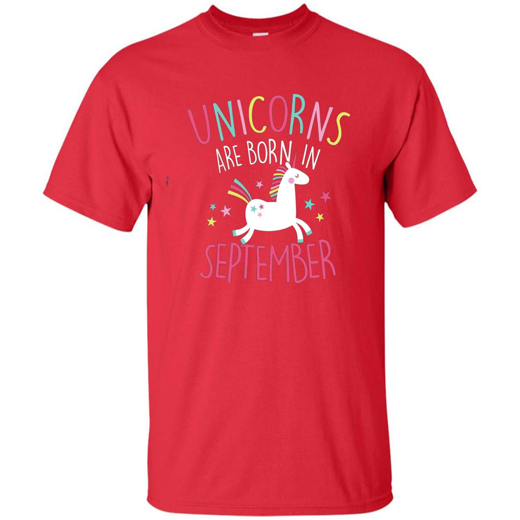Unicorns Are Born In September Birthday T-Shirt Red