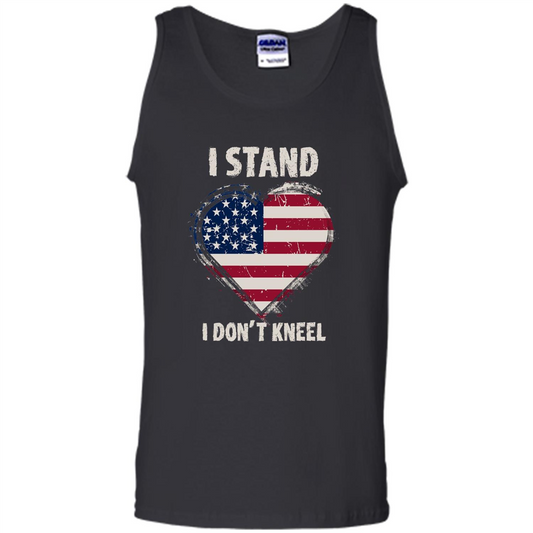 I Stand I Don't Kneel USA Flag Heart T-shirt Black