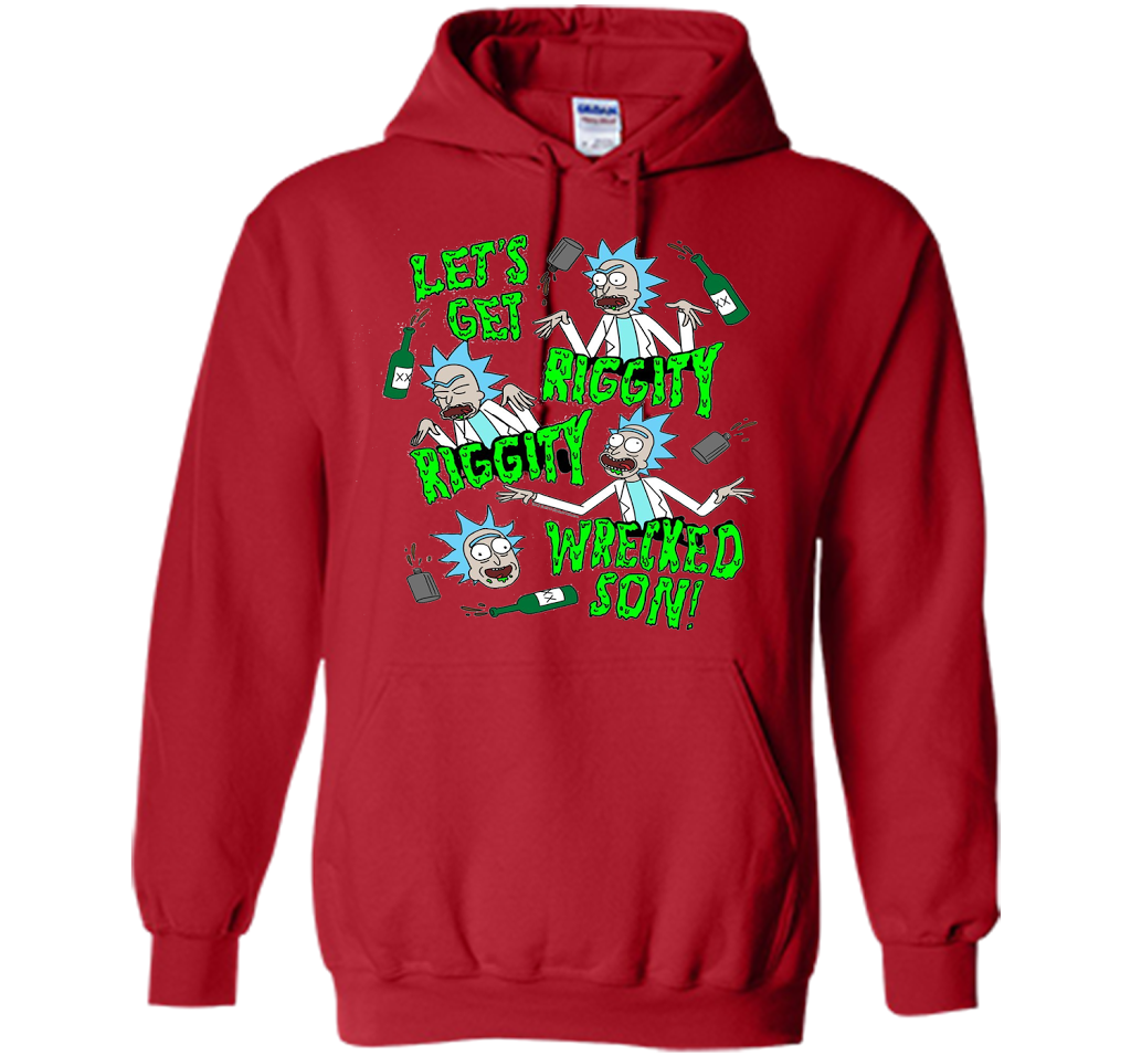 Rick &amp; Morty Riggity Riggity Wrecked shirt Red