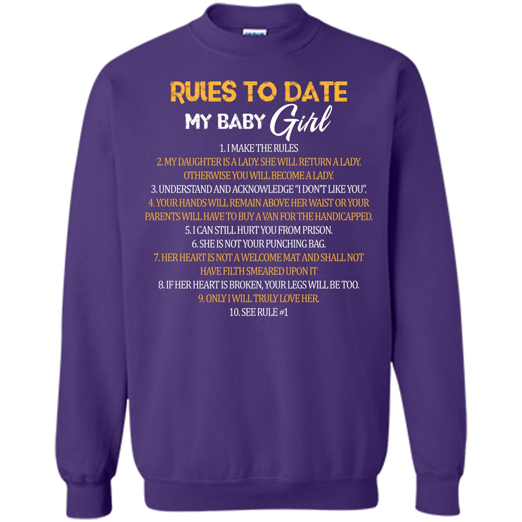 Fathers Day T-shirt Rules To Date My Baby Girl Orange