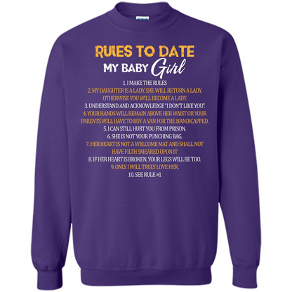 Fathers Day T-shirt Rules To Date My Baby Girl Orange