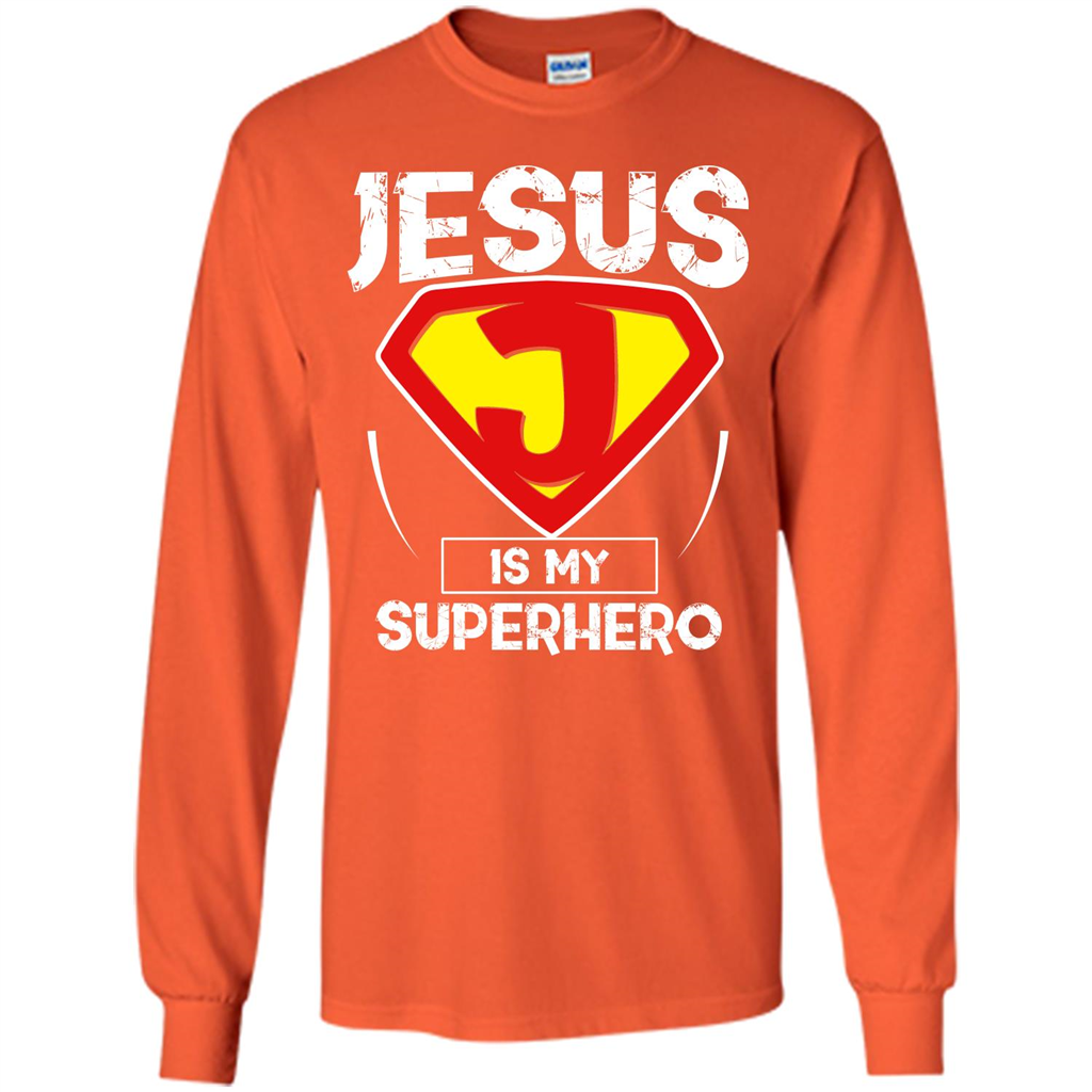 Christian T-shirt Jesus Is My Superhero T-shirt Orange