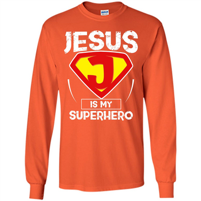 Christian T-shirt Jesus Is My Superhero T-shirt Orange