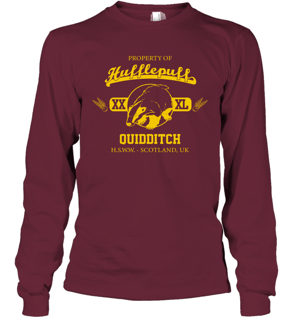 Property Of Hufflepuff Quidditch Harry Potter Long Sleeve T-Shirt Long Sleeve T-Shirt Maroon