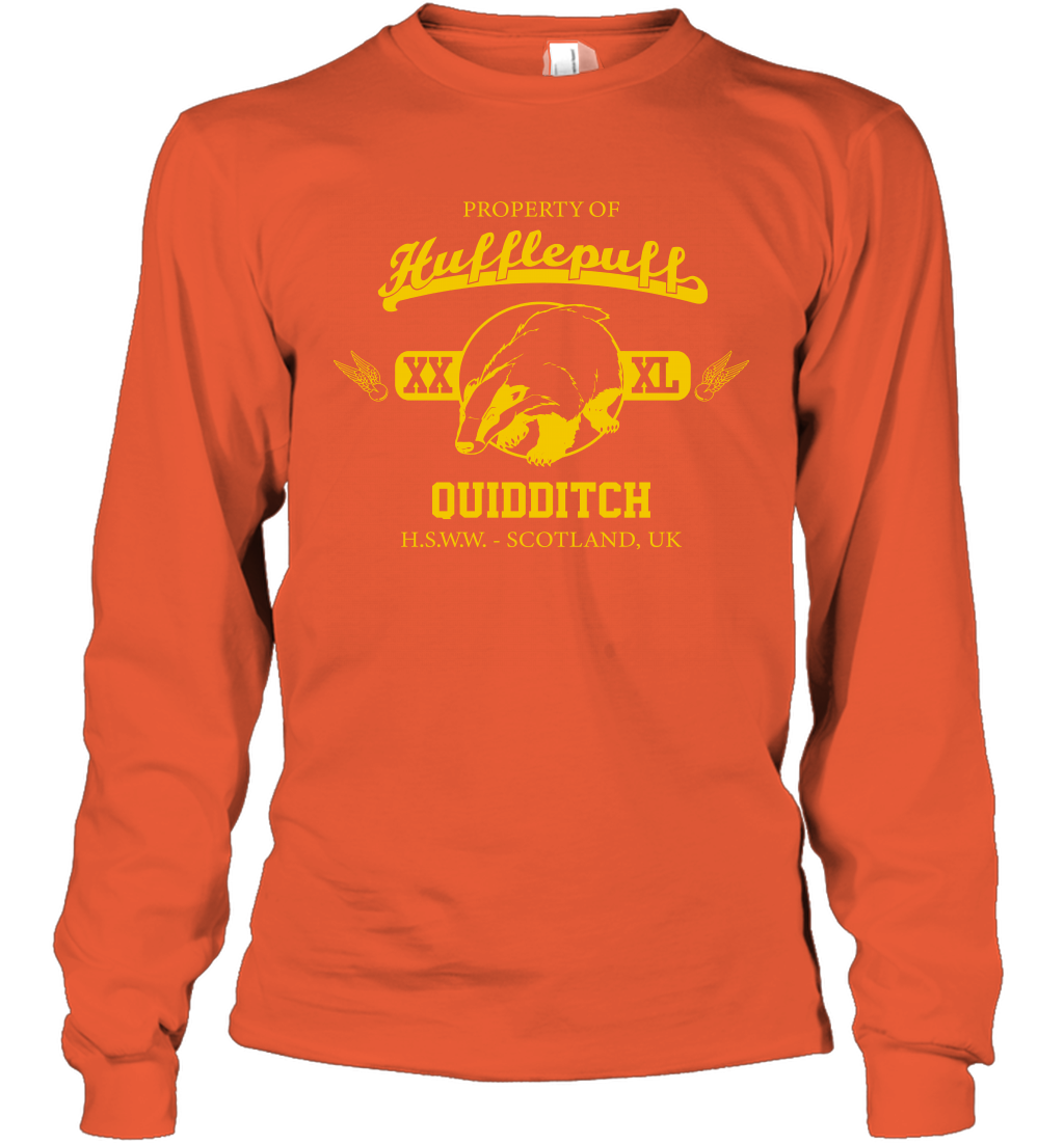 Property Of Hufflepuff Quidditch Harry Potter Long Sleeve T-Shirt Long Sleeve T-Shirt Orange