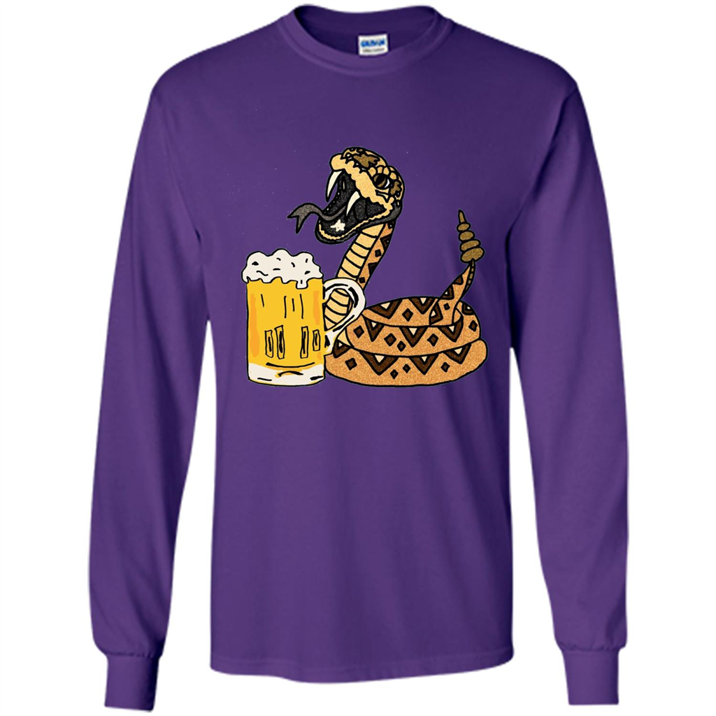 Smiletodaytees Funny Rattlesnake Drinking Beer T-shirt Purple