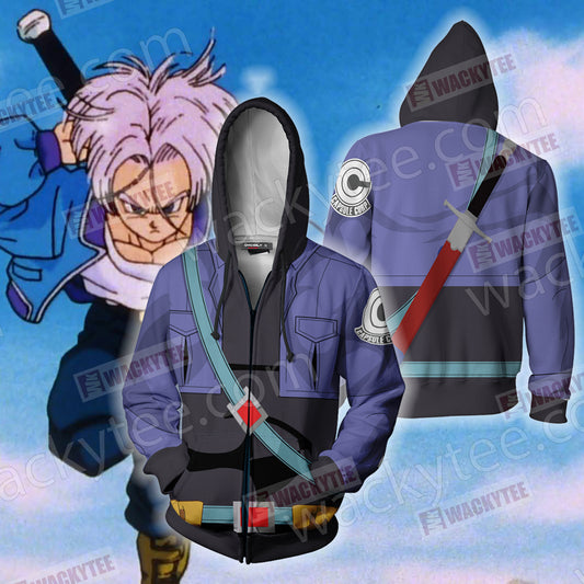 Dragon Ball Trunks Cosplay Zip Up Hoodie Jacket 4XL