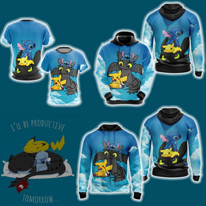 Stitch - Pokemon - How to train your dragon Unisex 3D T-shirt