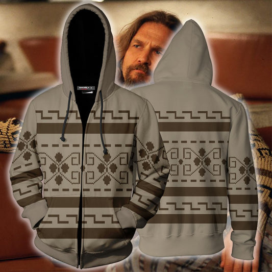 The Big Lebowski The Dude Cosplay Zip Up Hoodie Jacket 4XL