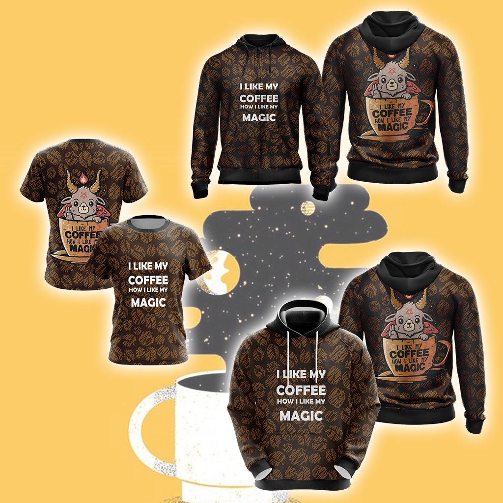 I Like My Coffee How I Like My Magic Unisex Zip Up Hoodie