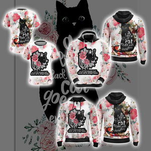 A Little Black Cat Goes With Everything Unisex Zip Up Hoodie