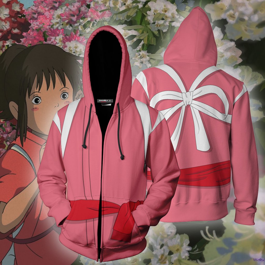 Spirited Away Chihiro Ogino (Sen) Cosplay Zip Up Hoodie Jacket 5XL